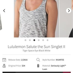 lululemon Salute the Sun Singlet